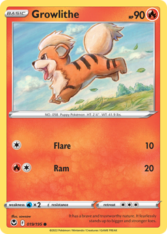 Growlithe z edície Silver Tempest, karta č.19