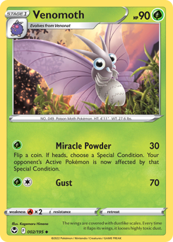 Venomoth z edície Silver Tempest, karta č.2