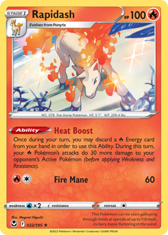Rapidash z edície Silver Tempest, karta č.22