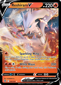 Reshiram V z edície Silver Tempest, karta č.24