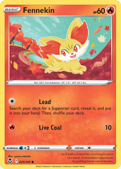 Fennekin z edície Silver Tempest, karta č.25