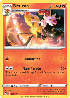 Braixen z edície Silver Tempest, karta č.26