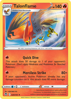 Talonflame z edície Silver Tempest, karta č.29