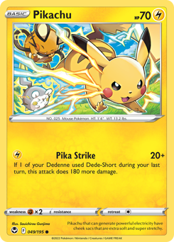 Pikachu z edície Silver Tempest, karta č.49