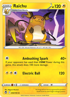 Raichu z edície Silver Tempest, karta č.50