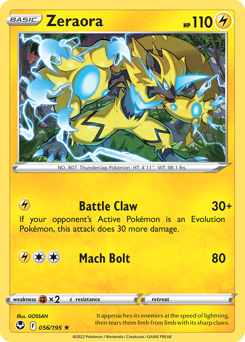 Zeraora z edície Silver Tempest, karta č.56