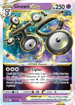 Unown VSTAR z edície Silver Tempest, karta č.66