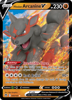 Hisuian Arcanine V z edície Silver Tempest, karta č.90