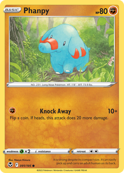 Phanpy z edície Silver Tempest, karta č.91