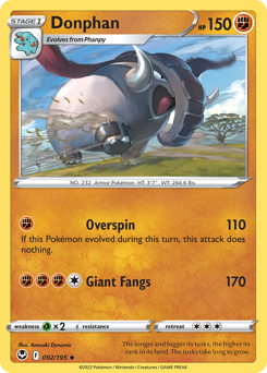 Donphan z edície Silver Tempest, karta č.92