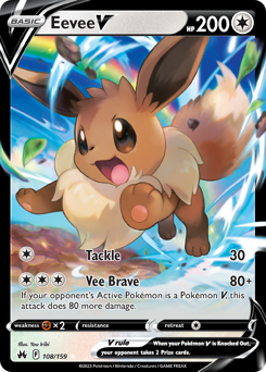 Eevee V z edície Crown Zenith, karta č.108