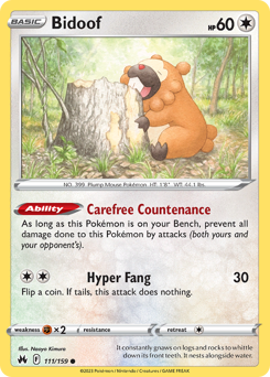 Bidoof z edície Crown Zenith, karta č.111