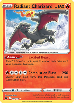 Radiant Charizard z edície Crown Zenith, karta č.20
