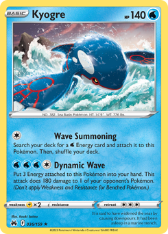 Kyogre z edície Crown Zenith, karta č.36