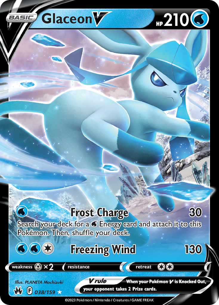 Glaceon V z edície Crown Zenith, karta č.38