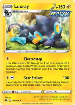 Luxray z edície Crown Zenith, karta č.43