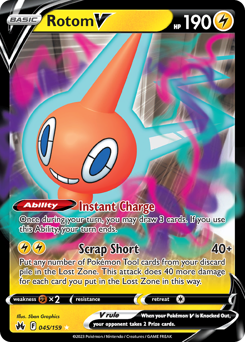 Rotom V z edície Crown Zenith, karta č.45