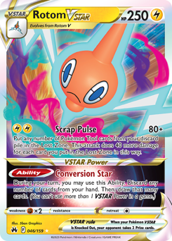 Rotom VSTAR z edície Crown Zenith, karta č.46