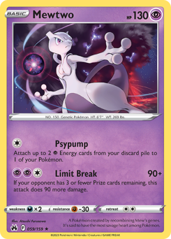 Mewtwo z edície Crown Zenith, karta č.59