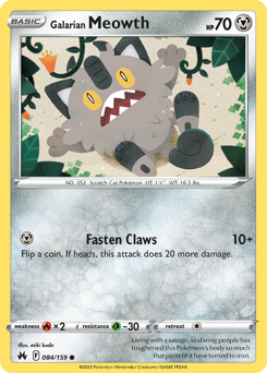 Galarian Meowth z edície Crown Zenith, karta č.84