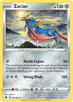Zacian z edície Crown Zenith, karta č.94