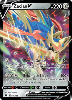 Zacian V z edície Crown Zenith, karta č.95