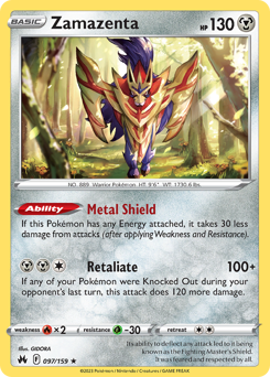 Zamazenta z edície Crown Zenith, karta č.97
