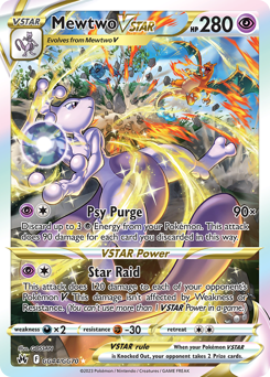 Mewtwo VSTAR z edície Crown Zenith Galarian Gallery, karta č.GG44