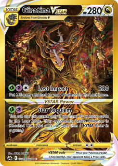 Giratina VSTAR z edície Crown Zenith Galarian Gallery, karta č.GG69