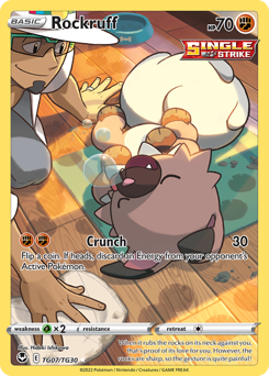 Rockruff z edície Silver Tempest Trainer Gallery, karta č.TG07