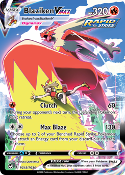 Blaziken VMAX z edície Silver Tempest Trainer Gallery, karta č.TG15