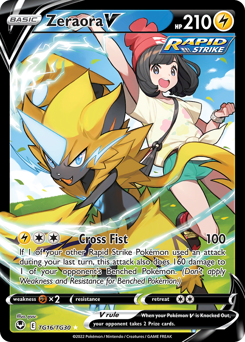 Zeraora V z edície Silver Tempest Trainer Gallery, karta č.TG16