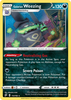 Galarian Weezing z edície Rebel Clash, karta č.113
