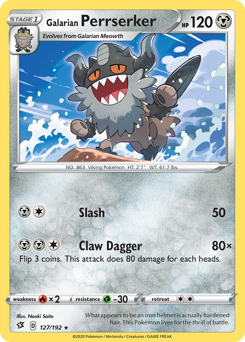 Galarian Perrserker z edície Rebel Clash, karta č.127