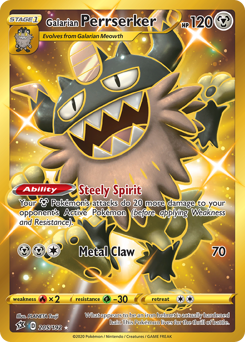 Galarian Perrserker z edície Rebel Clash, karta č.205
