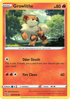Growlithe z edície Rebel Clash, karta č.27