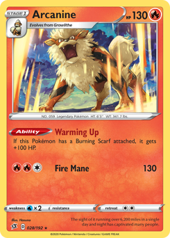 Arcanine z edície Rebel Clash, karta č.28
