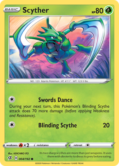 Scyther z edície Rebel Clash, karta č.4