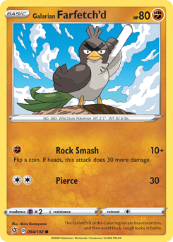 Galarian Farfetch'd z edície Rebel Clash, karta č.94