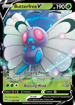 Butterfree V z edície Darkness Ablaze, karta č.1