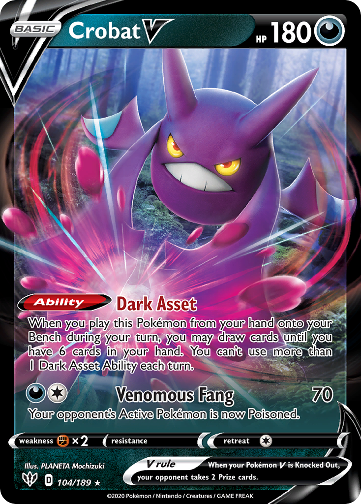 Crobat V z edície Darkness Ablaze, karta č.104