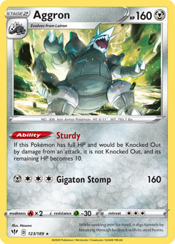 Aggron z edície Darkness Ablaze, karta č.123