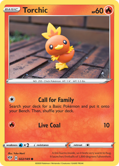 Torchic z edície Darkness Ablaze, karta č.22