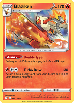 Blaziken z edície Darkness Ablaze, karta č.24