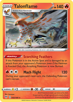 Talonflame z edície Darkness Ablaze, karta č.32