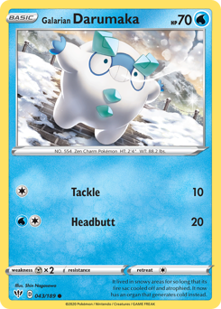 Galarian Darumaka z edície Darkness Ablaze, karta č.43
