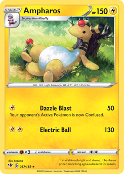 Ampharos z edície Darkness Ablaze, karta č.57