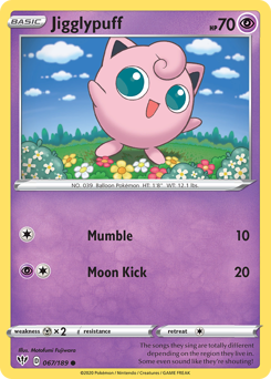 Jigglypuff z edície Darkness Ablaze, karta č.67