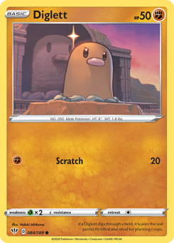 Diglett z edície Darkness Ablaze, karta č.84