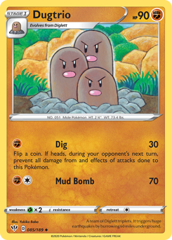 Dugtrio z edície Darkness Ablaze, karta č.85